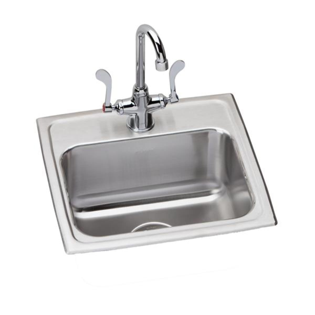 ELKAY Elkay LR1716C Lustertone 17 x 16 x 7-5/8 in Single Bowl Drop-In Sink Kit LR1716C