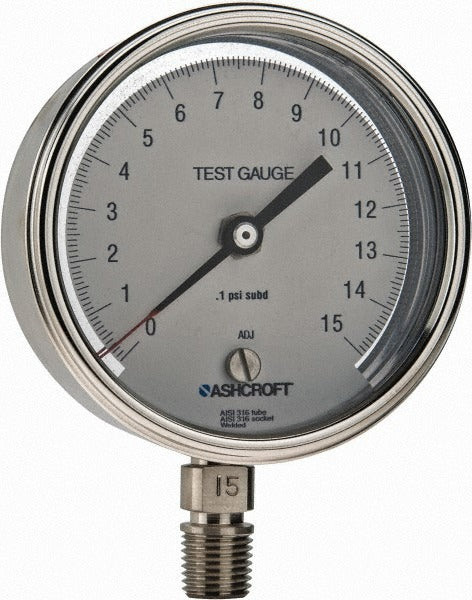 ASHCROFT Ashcroft 929082 Pressure Gauge 0-15 Psi 3in Dial Npt