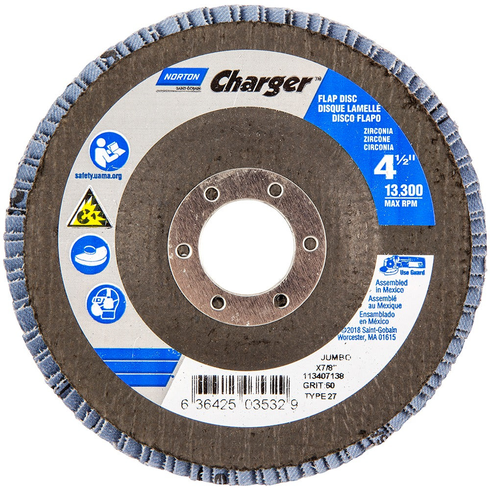 NORTON Norton 63642503532 Flap Disc 60 Grit Type 27 4.5 Inch