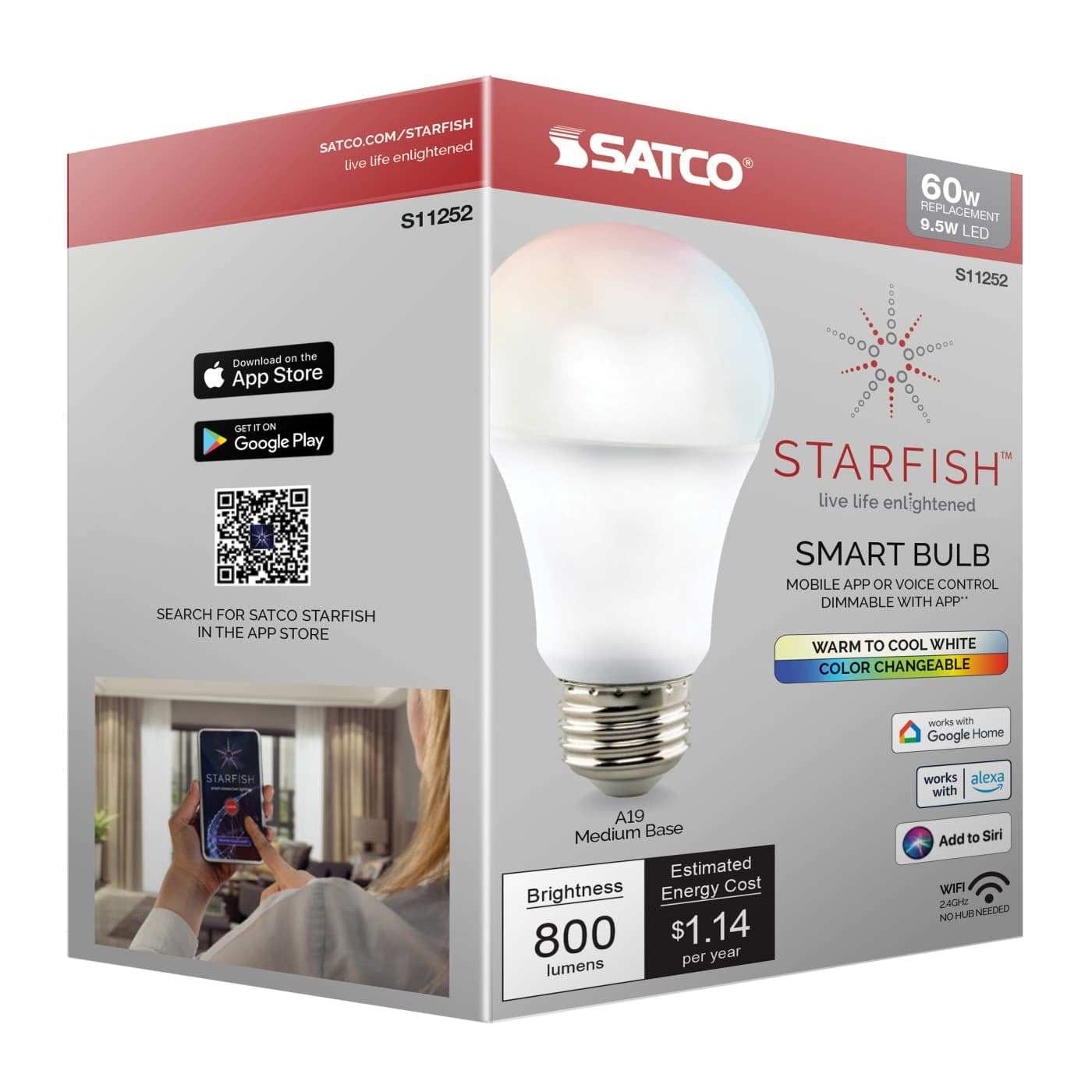 SATCO Satco S11252 Starfish IoT A19 LED 9.5 Watt (A19) S11100