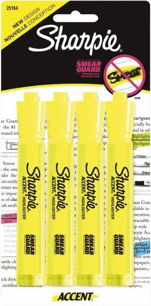 SHARPIE Sharpie 25164PP Highlighter Marker Fluorescent Yellow 4 Pack