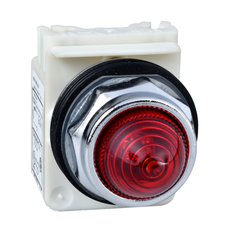 Schneider Electric 9001KP38LRR9 Square D 30 mm 120 VAC/VDC Red Lens Metal Bezel LED Standard Octagonal Pilot Light