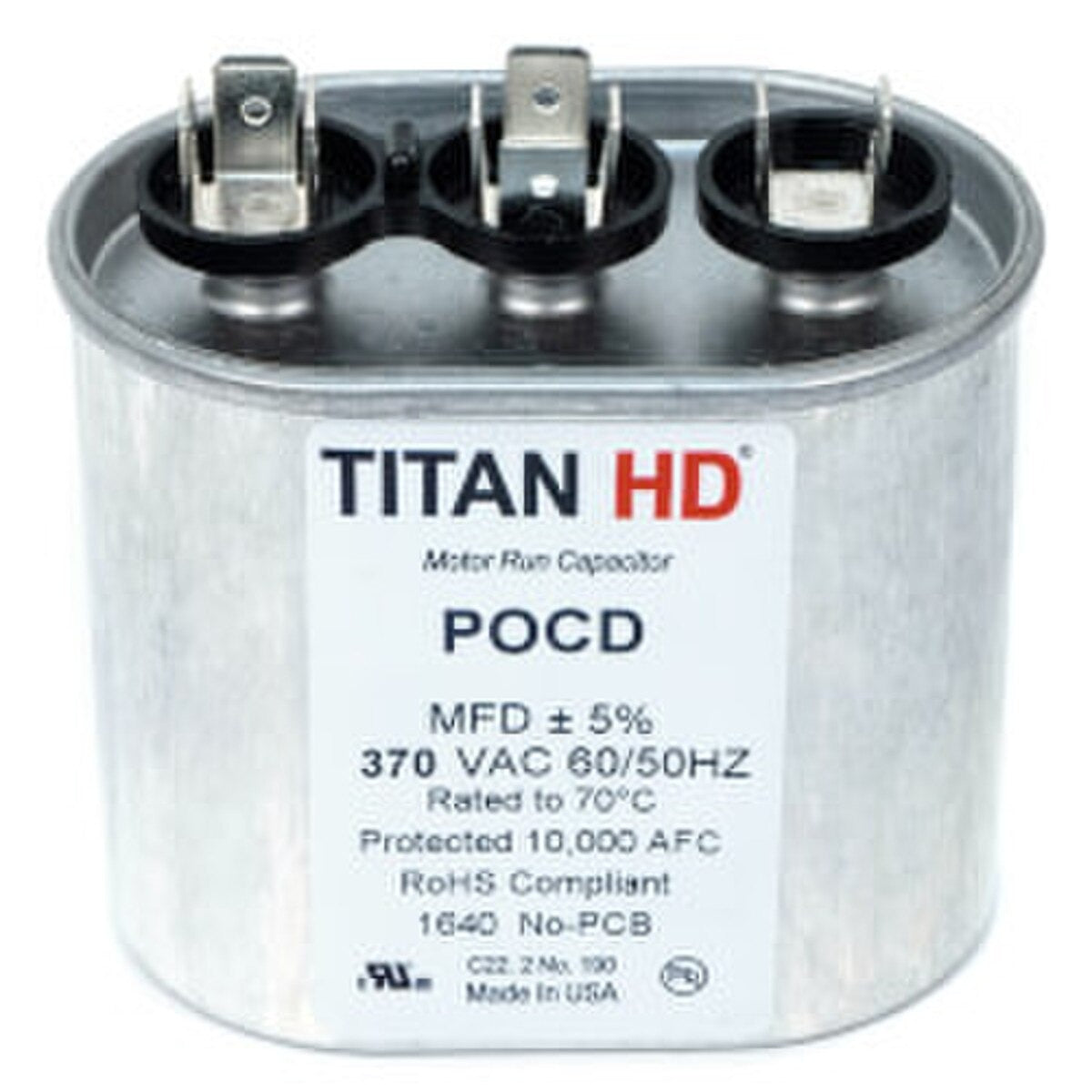 PACKARD Packard POCD2515 25/15 370 V Oval Single Run Capacitor (2515 MFD) Replacement POCD2515