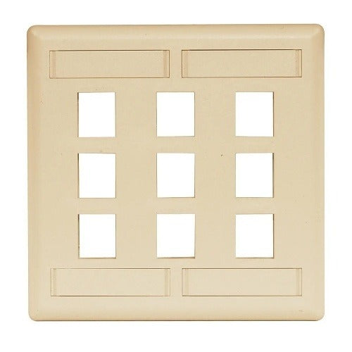 HUBBELL Hubbell Premise Wiring IFP29EI Flush Wall Plate 2-gang 9-port