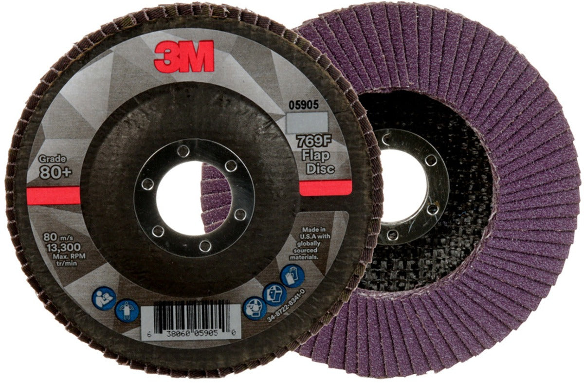 3M 3M 7100178016 769F Flap Disc 4-1/2 x 7/8 80+ Grit (10/Case)