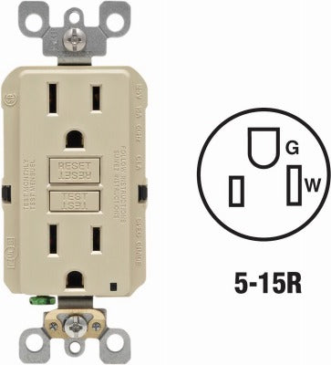 LEVITON Leviton R11-GFNT1-0KI 15A Slim Gfci Outlet Ivory 6-pack