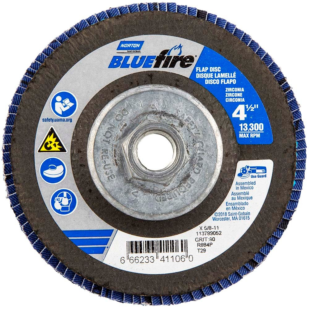 NORTON Norton 66623341106 Flap Disc 80 Grit 4.5 in Type 29