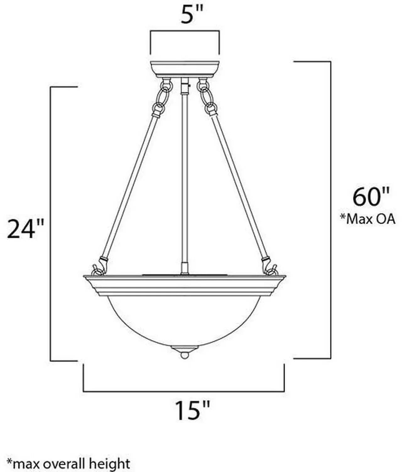 MAXIM LIGHTING Maxim Lighting 5845MRSN Essentials 3 Light Inverted Bowl Pendant 60W 15 Inch