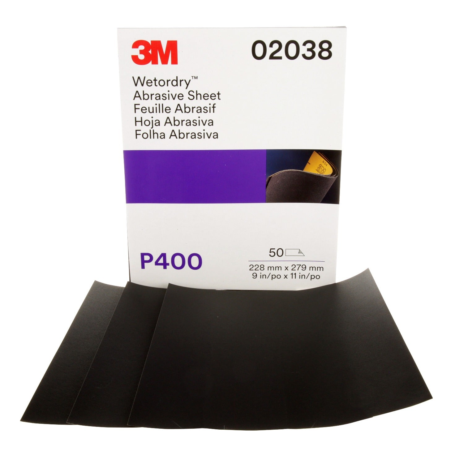 3M 3M 7000028326 9 in x 11 in P400 Wetordry Aluminum Oxide Sheet (50 Sheets/Carton) 02038