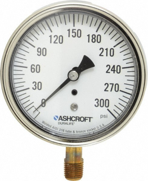 ASHCROFT Ashcroft 94605XLL Pressure Gauge 0-300 Psi 3.5in Dial
