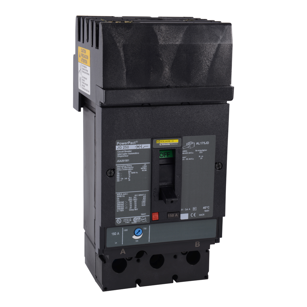 Square D JGA262001 Circuit Breaker PowerPact J 200A 2 Pole 600VAC 18kA