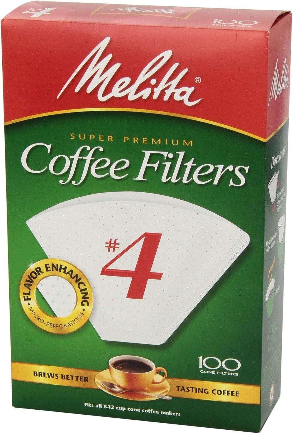 MELITTA Melitta 624102 #4 Cone Coffee Filter 8-12 Cup 100-Pack