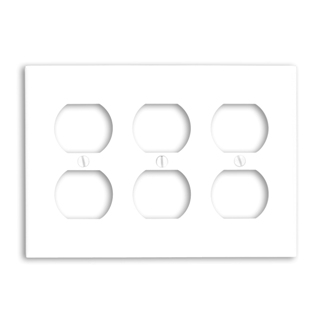 Leviton 88030 3-Gang Smooth White Thermoset Device Mount Standard Duplex Receptacle Wallplate