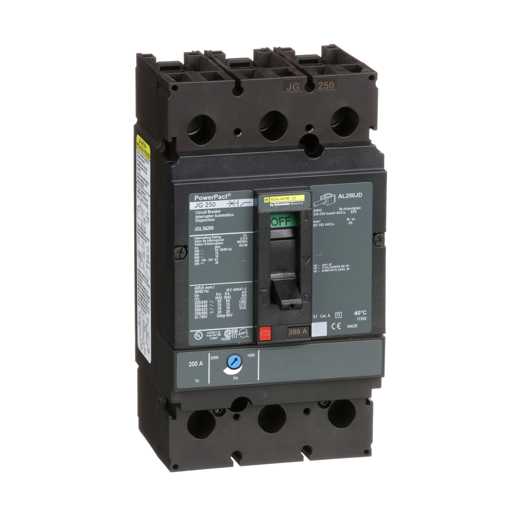 Square D JGL36200 600 Volt 200 Amp Molded Case Circuit Breaker