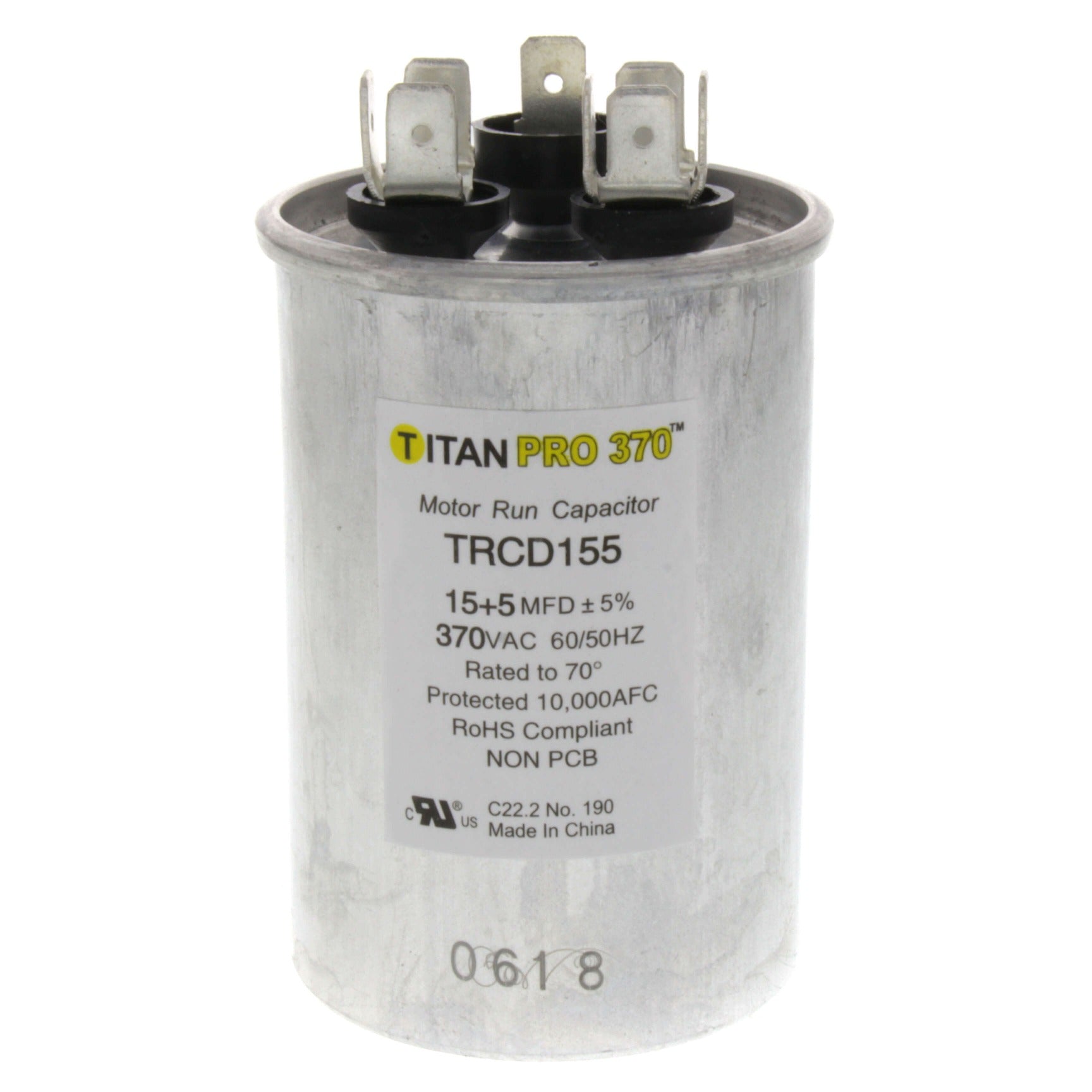 TITAN PRO Titan Pro TRCD155 Dual Motor Run Capacitor 370V (15/5 MFD) Supco CD15+5X370RV