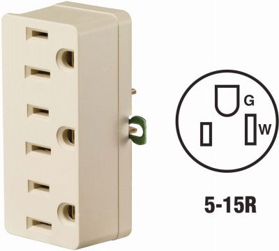 LEVITON Leviton Mfg Co 003-00698-00I Triple Grounding Adapter 15A 125V