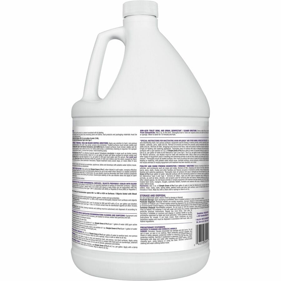 SIMPLE GREEN Simple Green SMP30501 D Pro 5 One-Step Disinfectant Cleaner 1 gal SMP30501