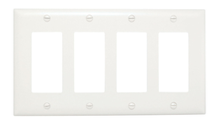 Pass & Seymour TP264W 4Gang Wall Plate, Decorator, Nylon, Standard - White