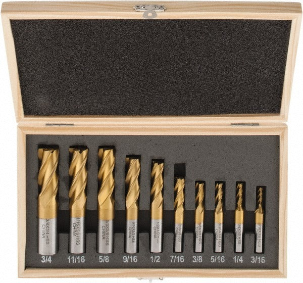 VALUE COLLECTION Value Collection 320-0002 4 Flute Square End Mill Set 10 Pc