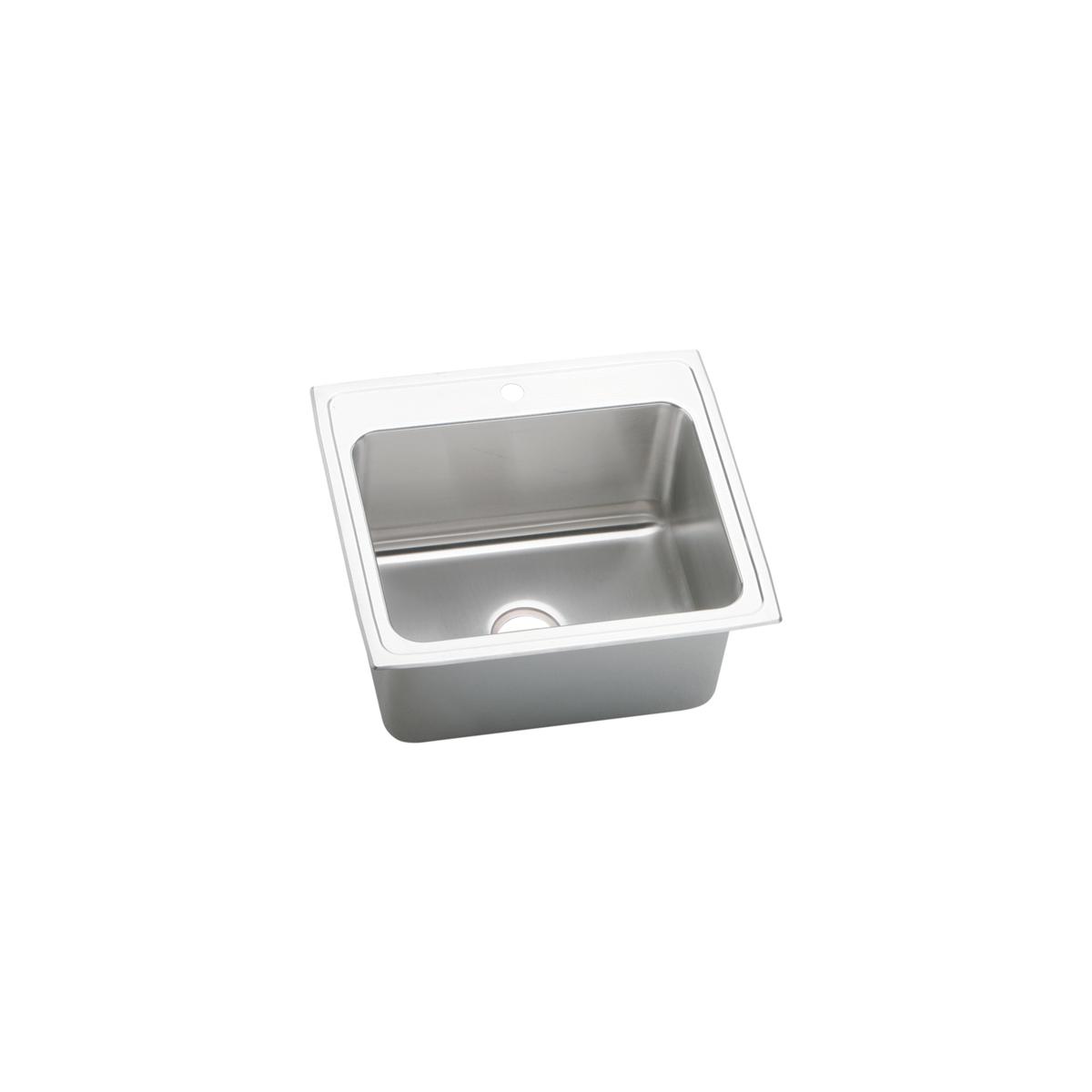 Elkay DLRQ2522103 Lustertone Classic Stainless Steel 25 x 22 x 10-3/8 Single Bowl Drop-in Sink with Quick-clip