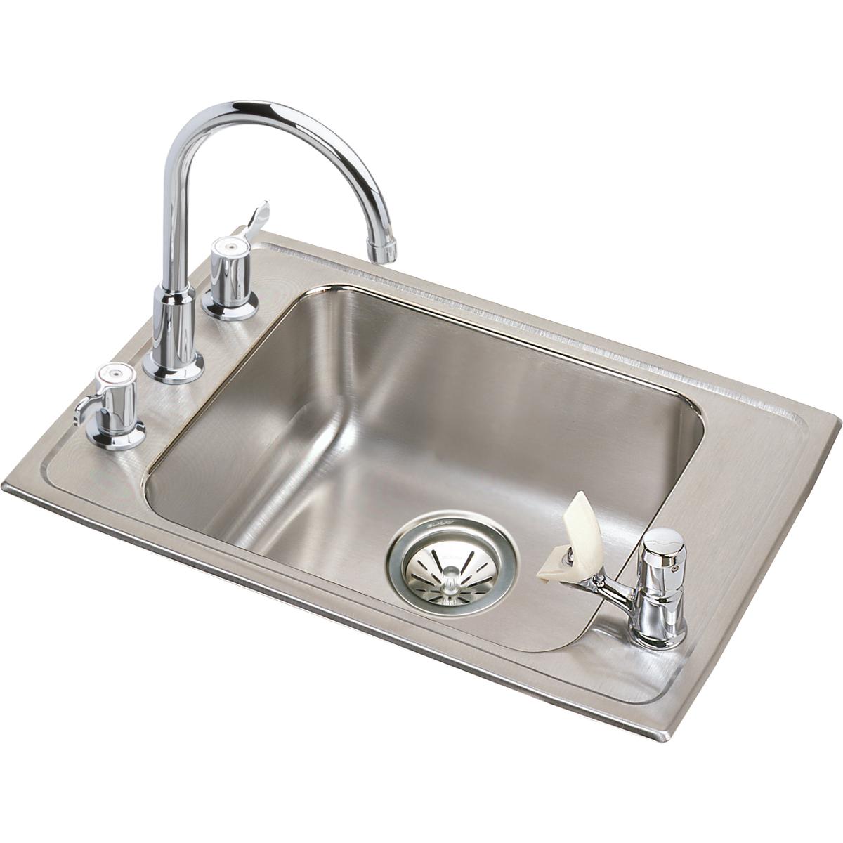 Elkay DRKAD222055C Elkay Lustertone Classic Stainless Steel 22 x 19-1/2 x 5-1/2 Single Bowl Drop-in Classroom ADA Sink Kit