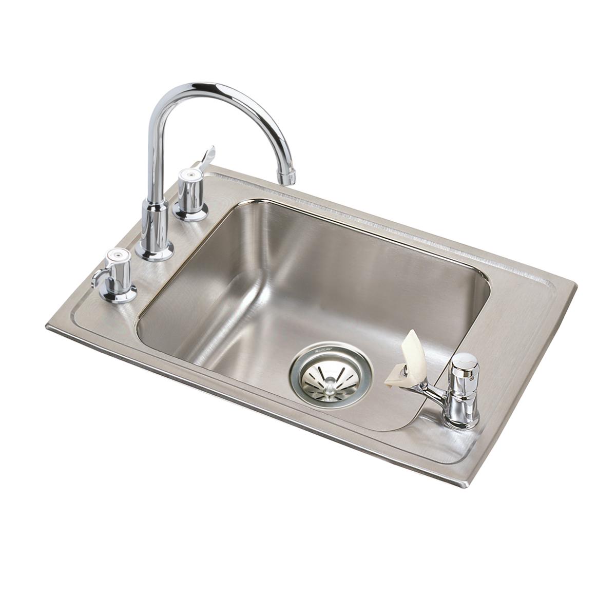 Elkay DRKAD222060C Lustertone Classic Stainless Steel 22 x 19-1/2 x 6 Single Bowl Drop-in Classroom ADA Sink Kit