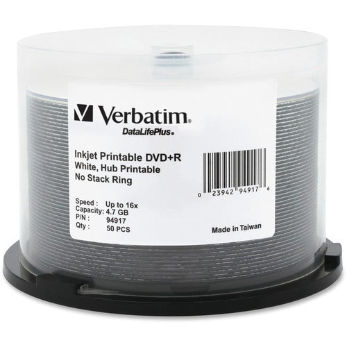 VERBATIM Verbatim VER94917 Dvd+r 4.7GB 16X Inkjet Printable 50 Pack
