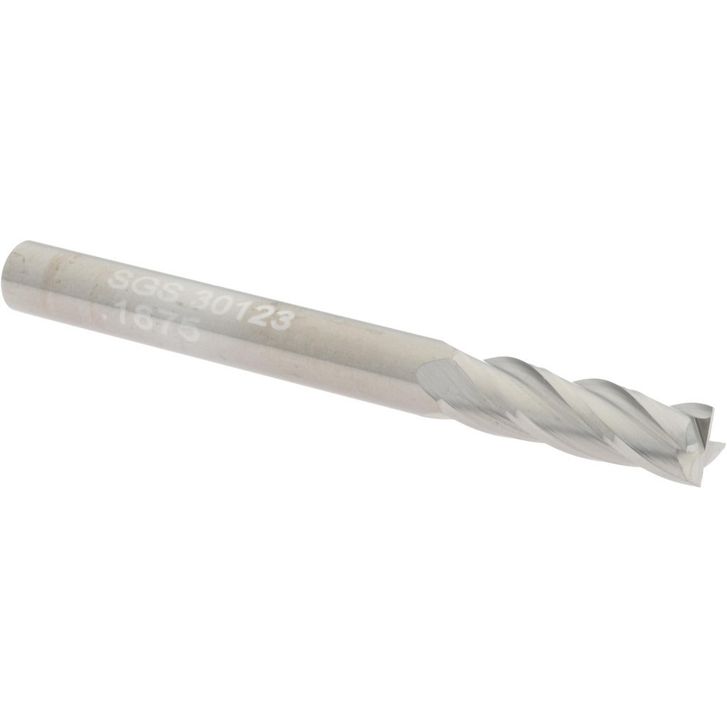 KYOCERA SGS PRECISION TOOLS Sgs 30123 Square End Mill 3/16 in 4 Flute Solid Carbide