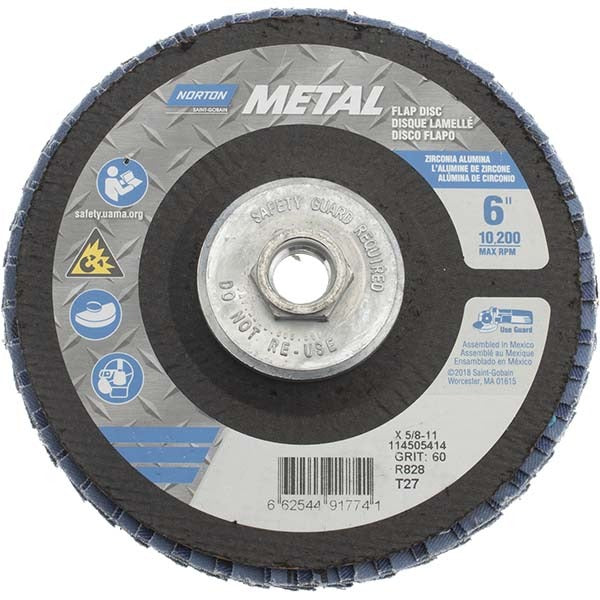 NORTON Norton 66254491774 Flap Disc 60 Grit Type 27 6 Inch