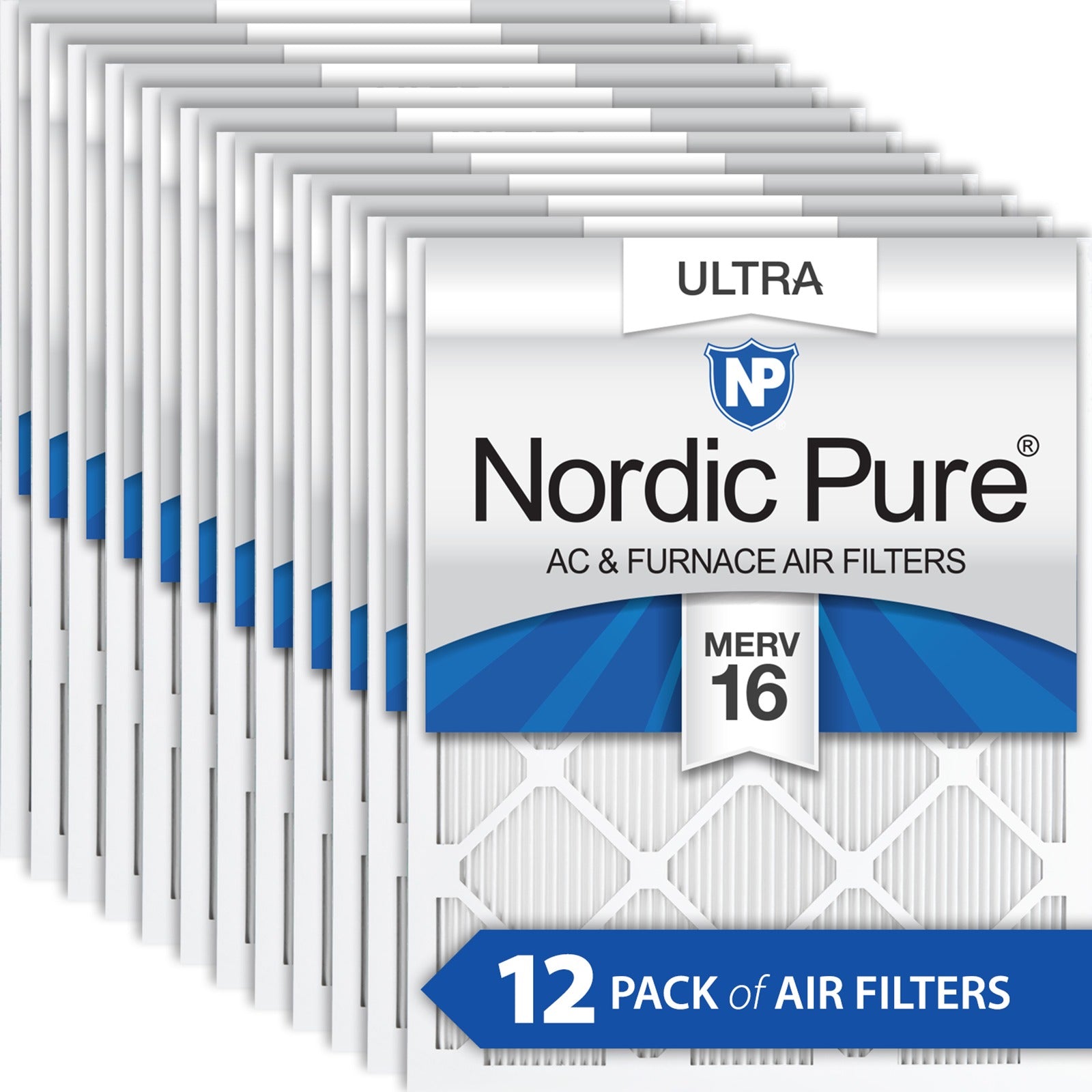 NORDIC PURE Nordic Pure 16x20x1M16-12 Merv 16 Air Filter 12-pack