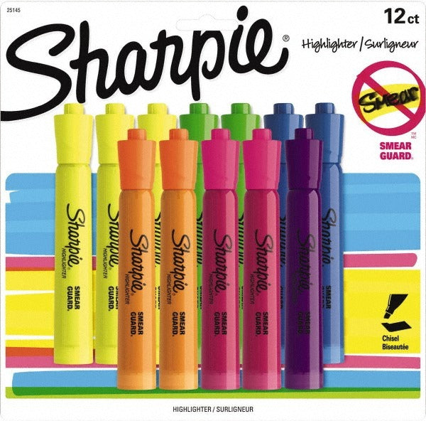 SHARPIE Sharpie 25145 Highlighter Marker Assorted Chisel Tip 12 Pack