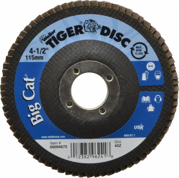 WEILER Weiler 96241 Flap Disc 40 Grit 4.5 Inch Type 27 Zirconia Alumina