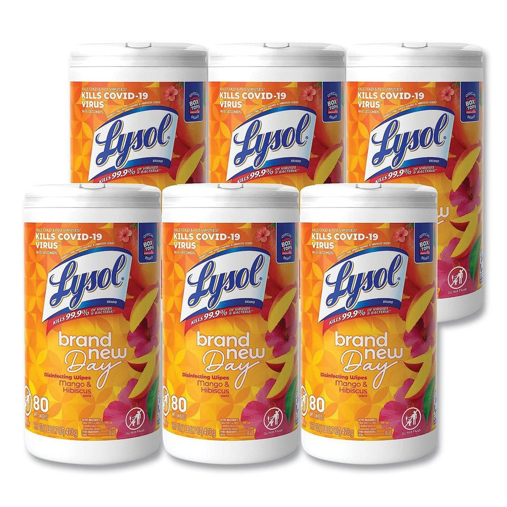 RECKITT Lysol RAC97181 Disinfecting Wipes 80ct 6 Canisters