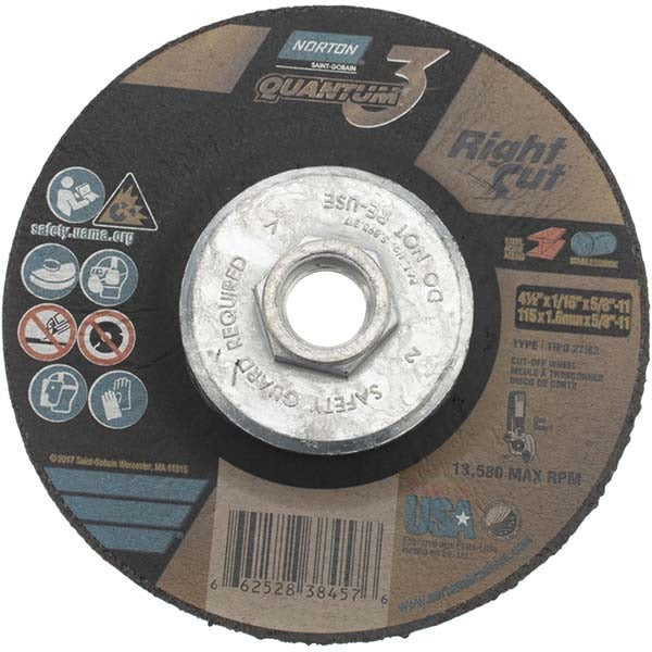 NORTON Norton 66252838457 Type 27 Grinding Wheel 4.5in 36 Grit