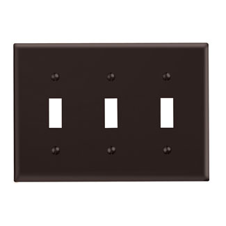 Leviton 85011 3-Gang Electrical Wall Plate Toggle Switch Brown