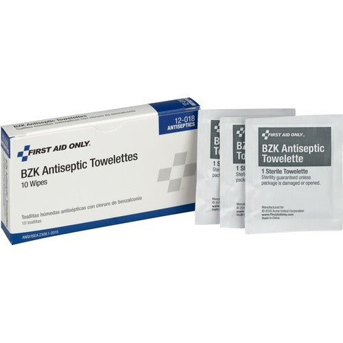 FIRST AID ONLY First Aid Only FAO12018 Bzk Antiseptic Towelettes 10pk