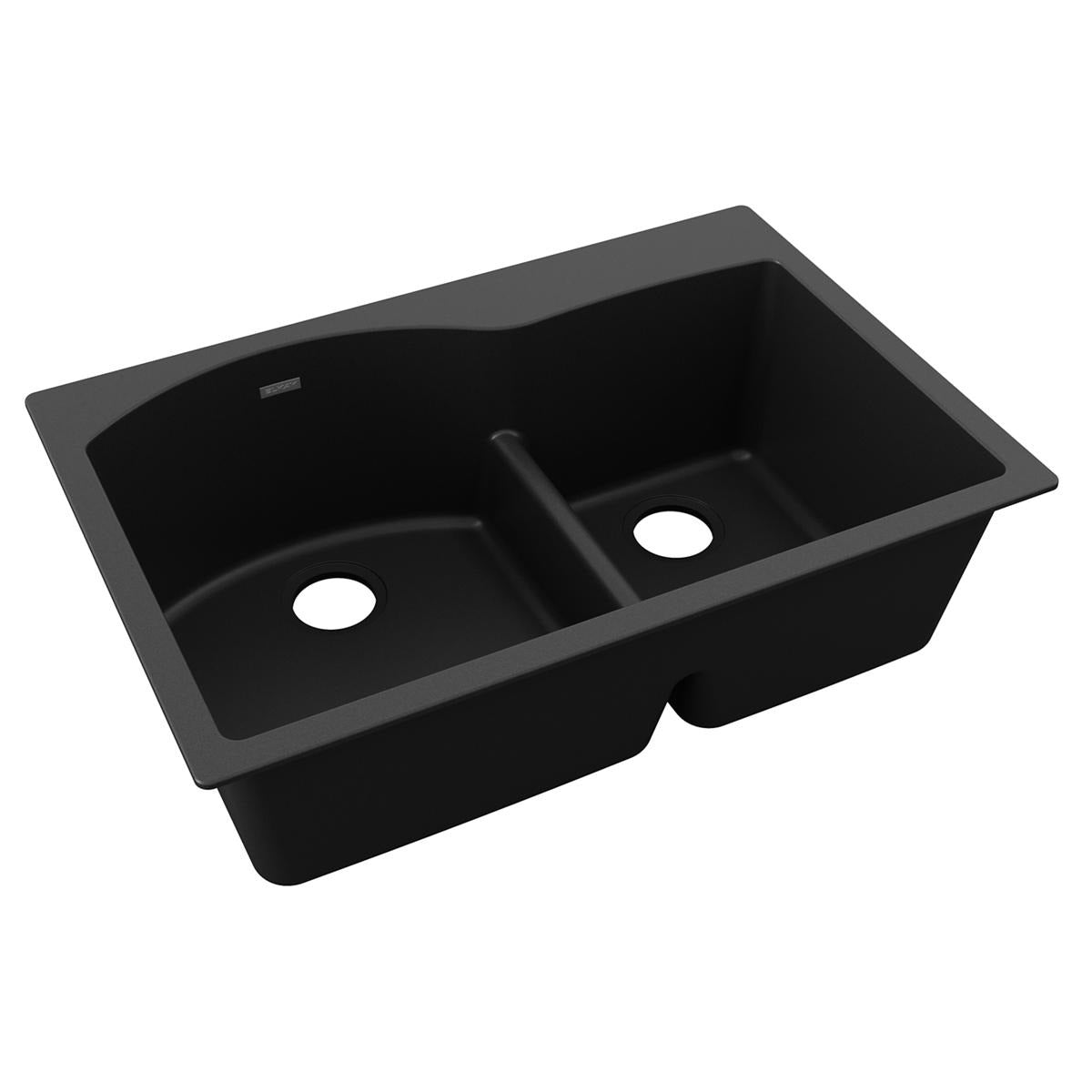 BSC PREFERRED Bsc Preferred ELGH3322RBK0 Quartz Double Bowl Sink Black