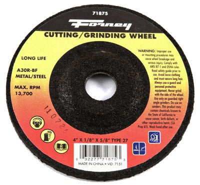 FORNEY Forney Industries Inc 71875 Type 27 Grinding Wheel 4in Metal