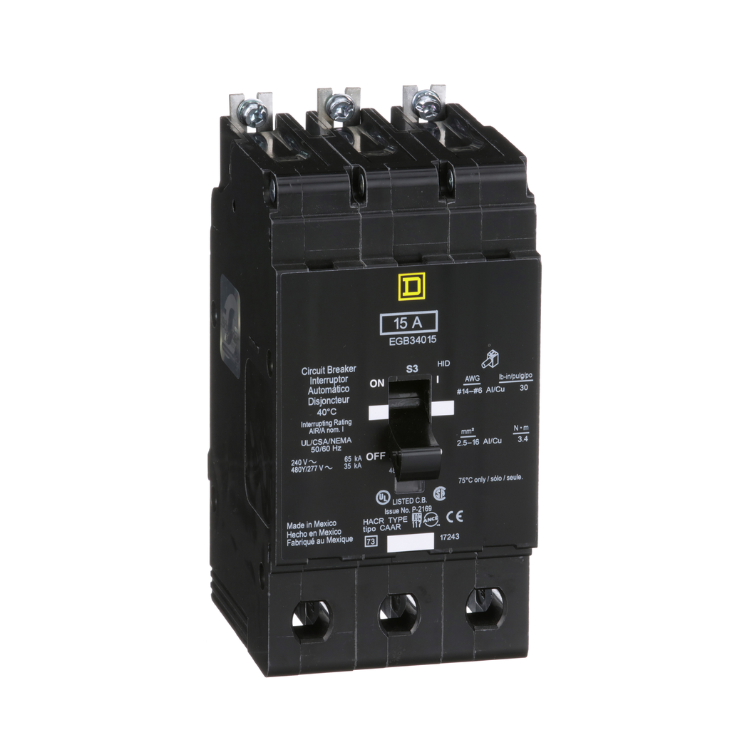 Square D EGB34015 Miniature Circuit Breaker 15 Amp 480Y/277 Volt