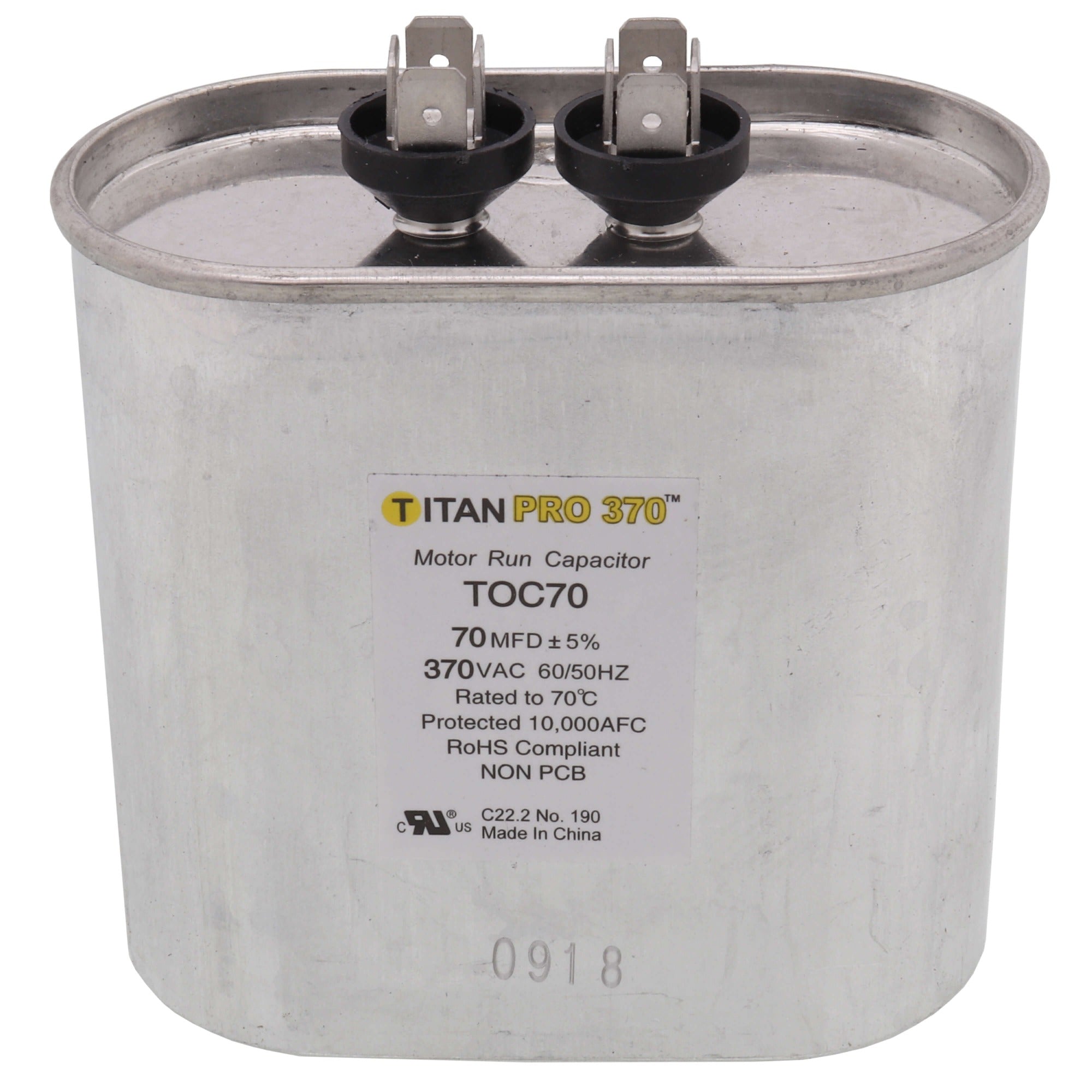 TITAN PRO Titan Pro TOC70 Oval Motor Run Capacitor 70 MFD (370V) POC70