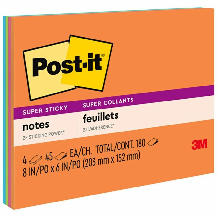 3M 3M MMM6845SSP Super Sticky Notes 6 in x 8 in (4 Pack) 6845-SSP