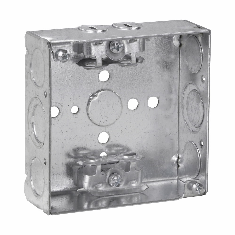 Crouse-Hinds TP454 Square Outlet Box 22 cu-in (1-1/2 Inch Depth) 4 Inch Knockouts