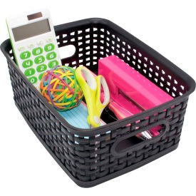 ADVANTUS Advantus Corp. 40326 Plastic Weave Storage Bin Small Black