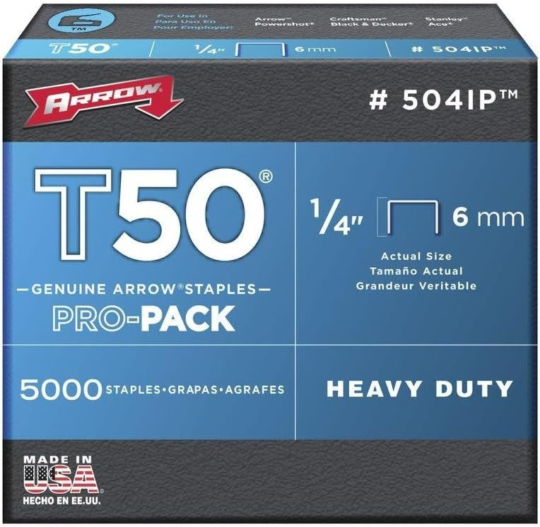 ARROW FASTENER Arrow Fastener 504IP T50 1/4-Inch Staples (5,000-Pack)