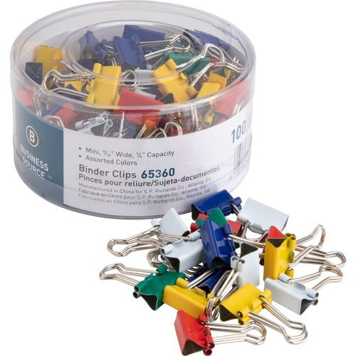 BUSINESS SOURCE Business Source BSN65360 Mini Binder Clips Assorted 100pk