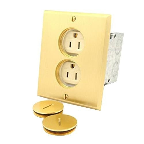 LEVITON Leviton 25249-TFN Nickel Tamper Resistant Duplex Floor Box