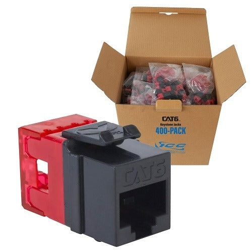 ICC Icc IC107F6RBK Cat6 Keystone Jack Module 400 Pack Black