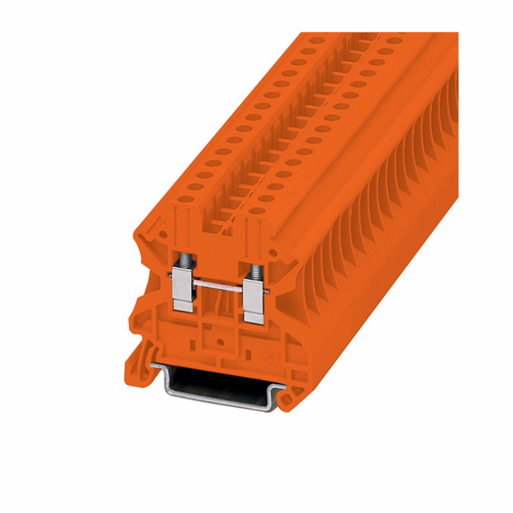 Eaton XBUT4OR 600 Volt 30 Amp 26 to 10 AWG Screw Terminal Orange Polyamide Standard Feed-Through Terminal Block