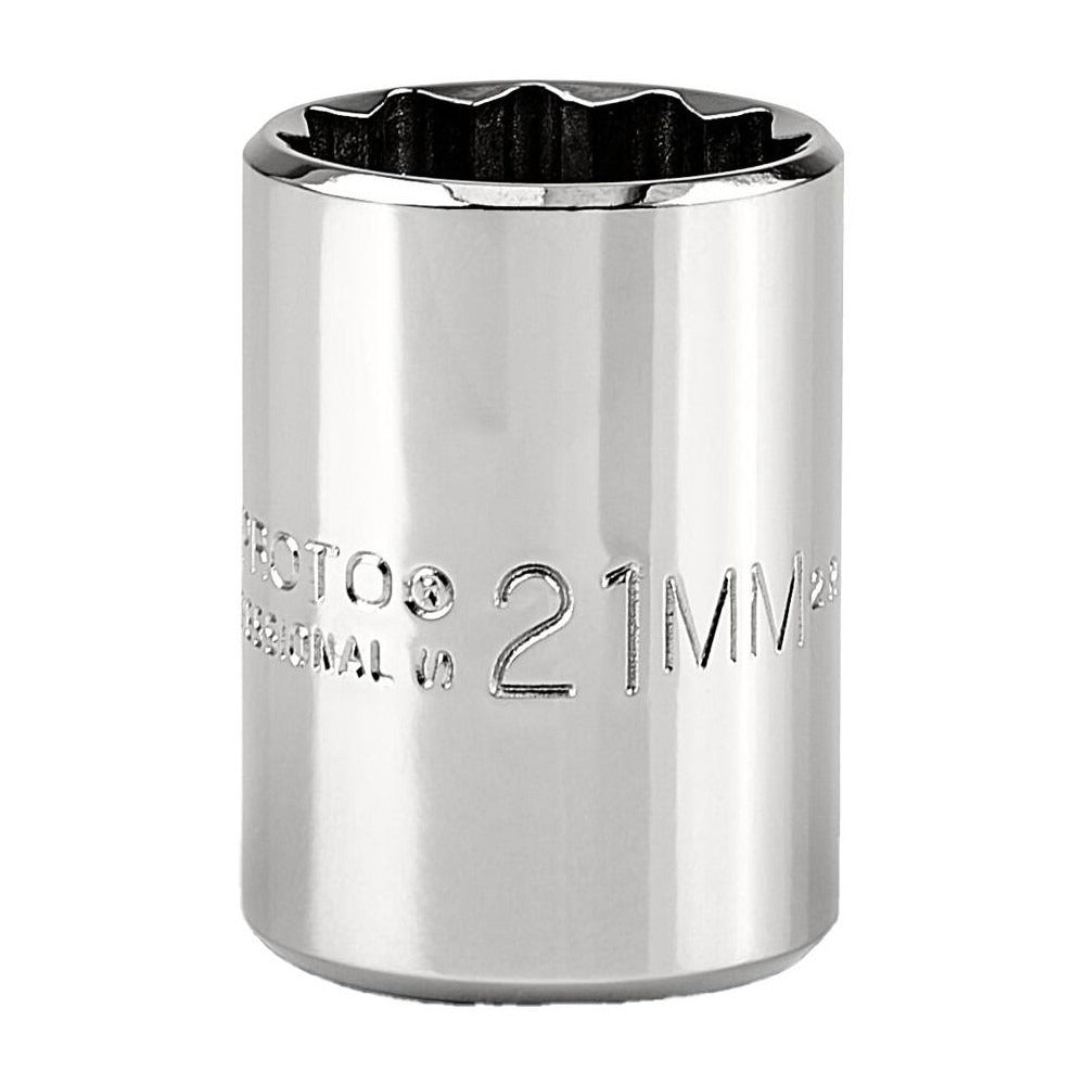PROTO Proto J5421M 21mm 12-point 1/2 Drive Hand Socket