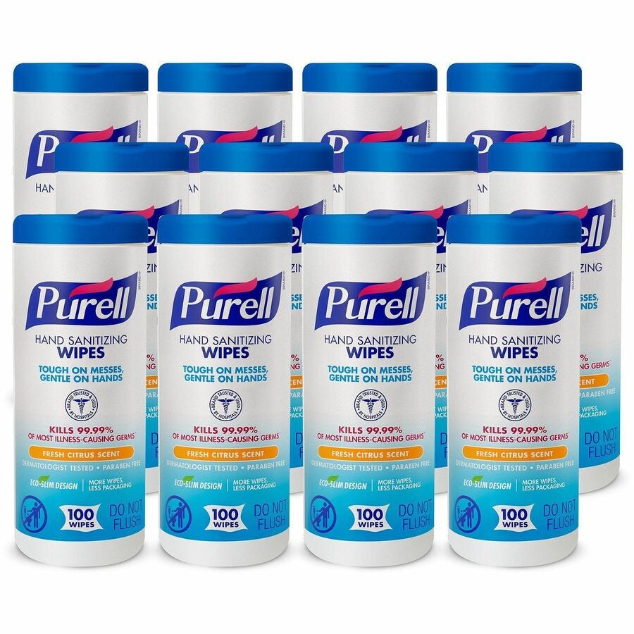 GOJO Gojo GOJ911112CT Purell Sanitizing Wipes 100/Tub 12/Carton 911112CT